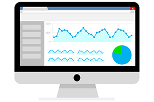 Computer screen showing analytics