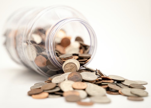 coins in a money jar