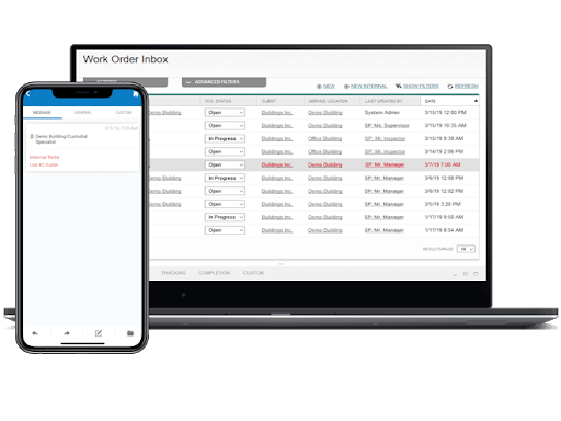 Use our work order management system to record and review your team's progress against each requested service.